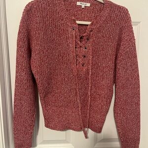 Madewell Burgundy Lace-Up Sweater